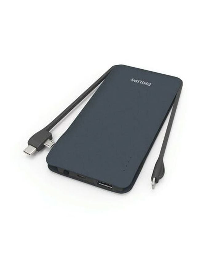 Philips - 10000.0 mAh 2x Faster Ultra Thin Power Bank With 3 In 1 Cable Blue - Image 1