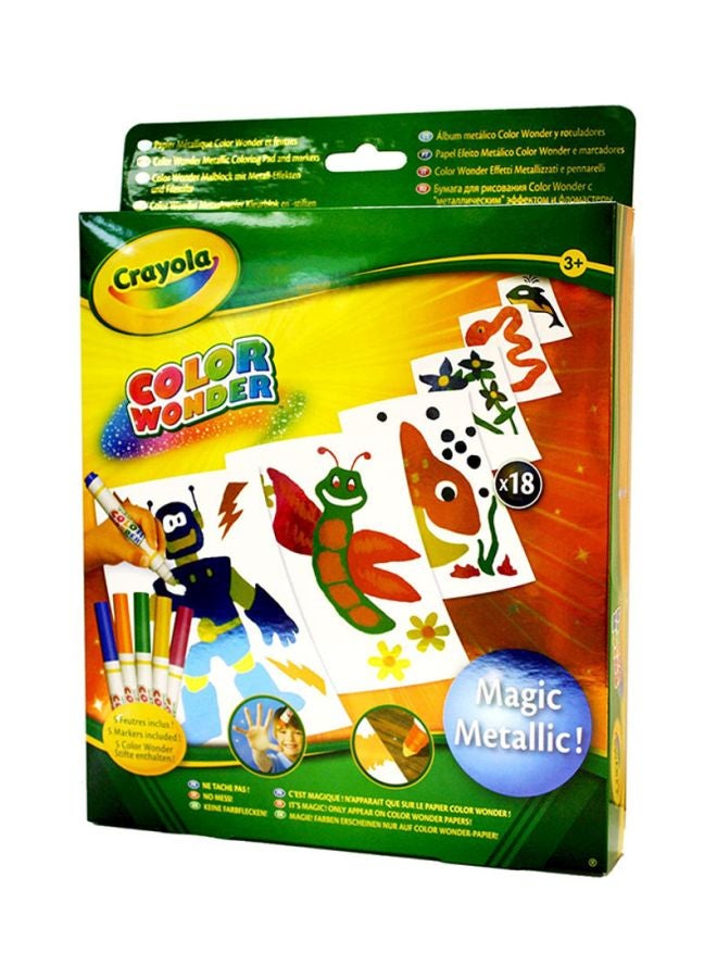 Crayola Metallic Paper And Colourful Markers Set Red/Blue/White
