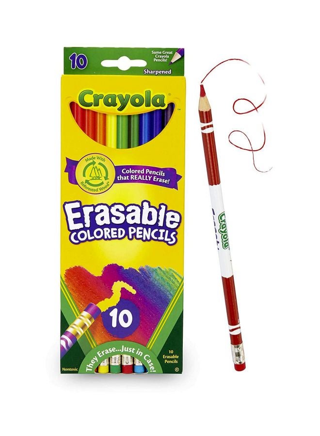 كرايولا مجموعة أقلام رصاص للتلوين وقابلة للمسح ومكونة من 10 قطع إخضر / أزرق / أحمر - Image 2
