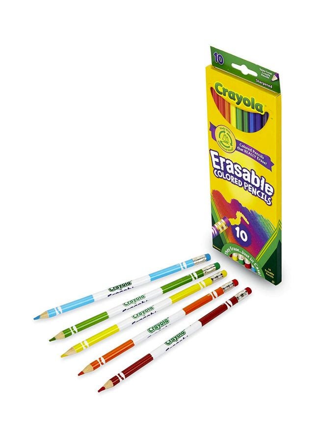 كرايولا مجموعة أقلام رصاص للتلوين وقابلة للمسح ومكونة من 10 قطع إخضر / أزرق / أحمر - Image 4