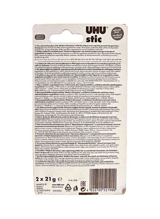 UHU Solvent Free Glue Stick 21Gm 2Pc Blister Yellow/White - Image 2