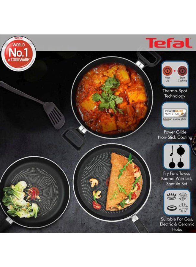 Tefal 5-Piece Delicia Cookware Set Black Kadhai (24), Tawa (26), Fry Pan (24)cm  - Image 2