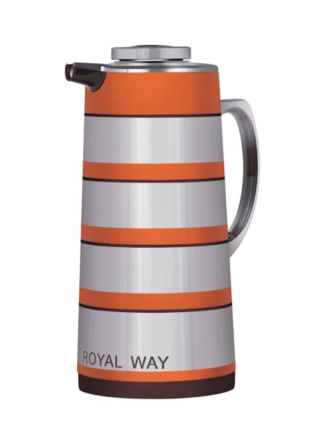 Double Wall Golden Figured Vacuum Flask Silver/Orange 1Liters - v1607352847/N32123400A_1