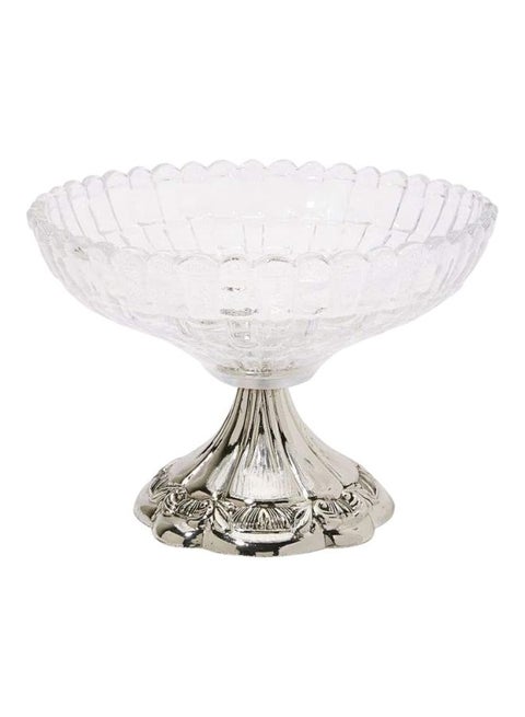 Glass Candy Plate Clear/Silver ‎21.8x21.8x16.8cm