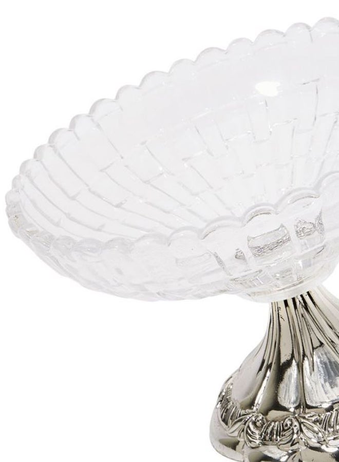 Glass Candy Plate Clear/Silver ‎21.8x21.8x16.8cm - Image 2