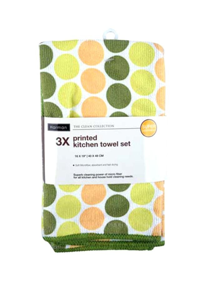 harman kardon 3-Piece Kitchen Towel Set White/Green/Yellow 41x48cm 