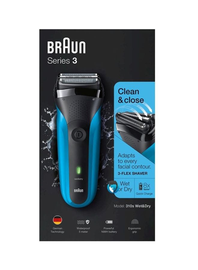 براون 310s ماكينة حلاقة بالكهرباء للاستعمال الجاف والرطب مع غطاء واقٍ أزرق/ أسود/ فضي - Image 3