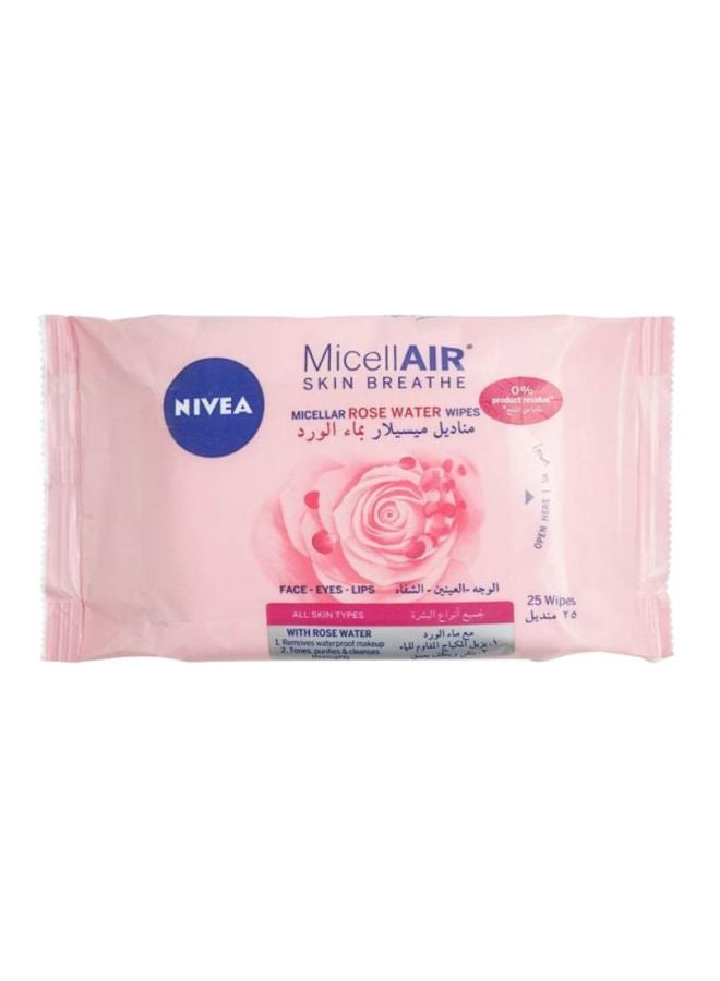 Nivea 25-Piece Micell Air Rose Water Wipes White - Image 1