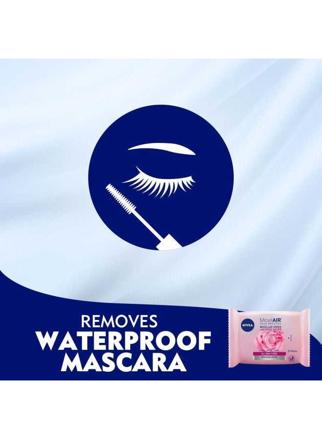 Nivea 25-Piece Micell Air Rose Water Wipes White - Image 3