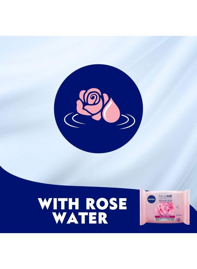 Nivea 25-Piece Micell Air Rose Water Wipes White - Image 4