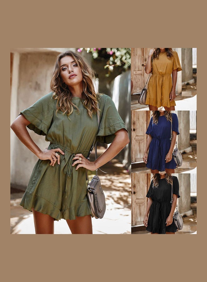 Solid Ruffles Jumpsuit Army Green - Image 5