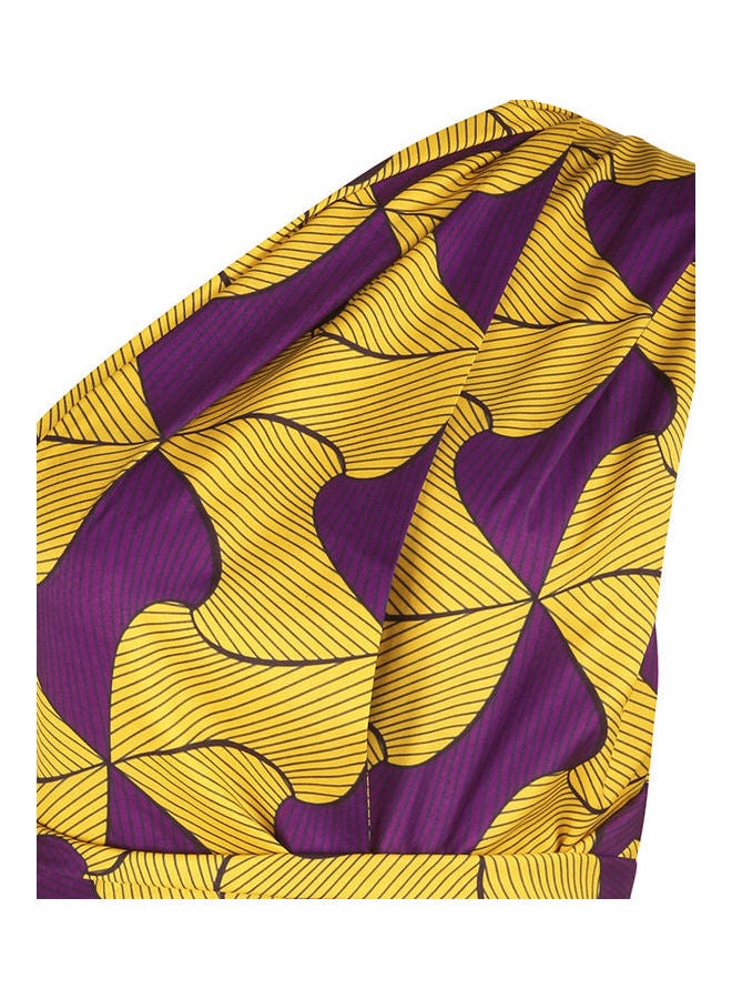 Printed Casual Jumpsuit Yellow/Brown - Image 5