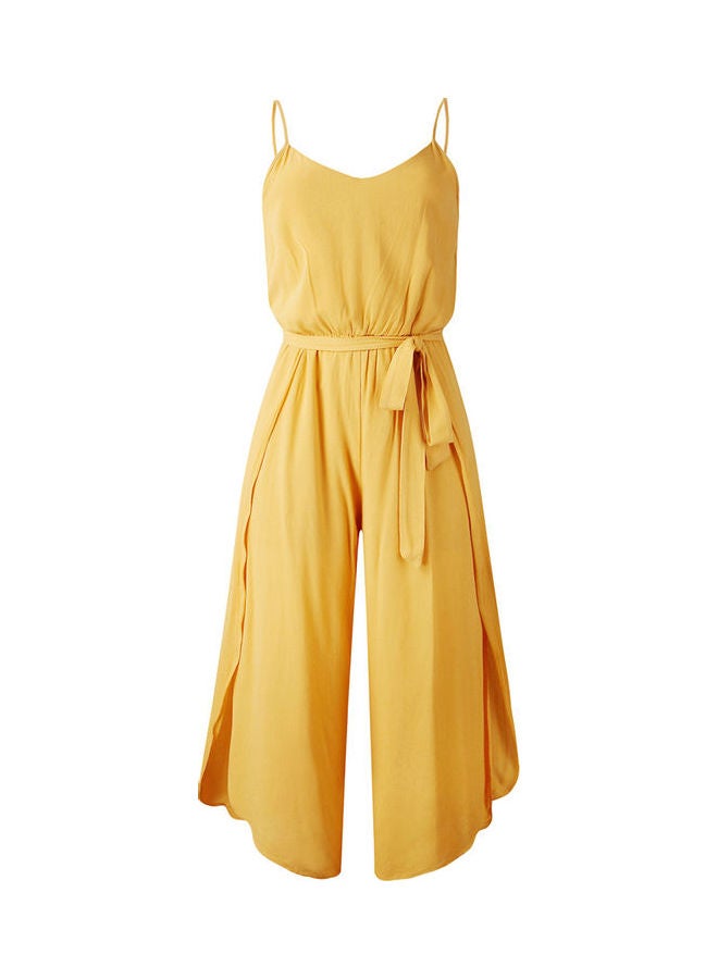 Solid Sleeveless Jumpsuit Yellow - Image 1