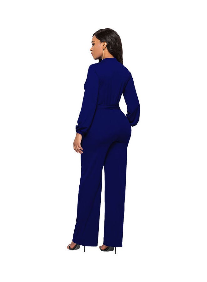 Generic - Solid Belted Playsuit Dark Blue - Image 1