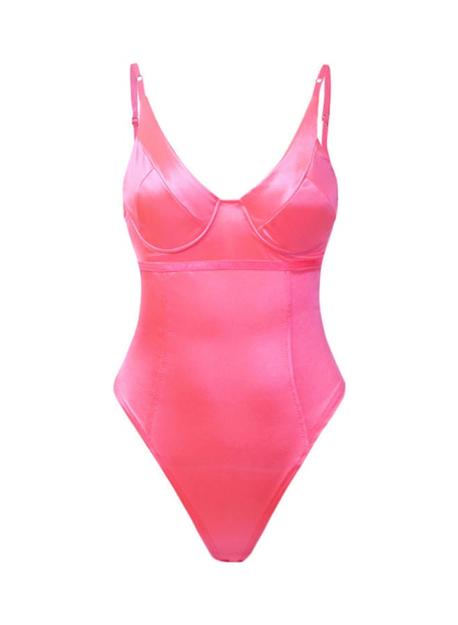 بودي سوت مكشوف الظهر بتصميم سادة وردي - Image 1