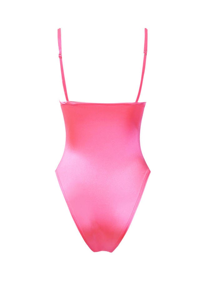 بودي سوت مكشوف الظهر بتصميم سادة وردي - Image 3