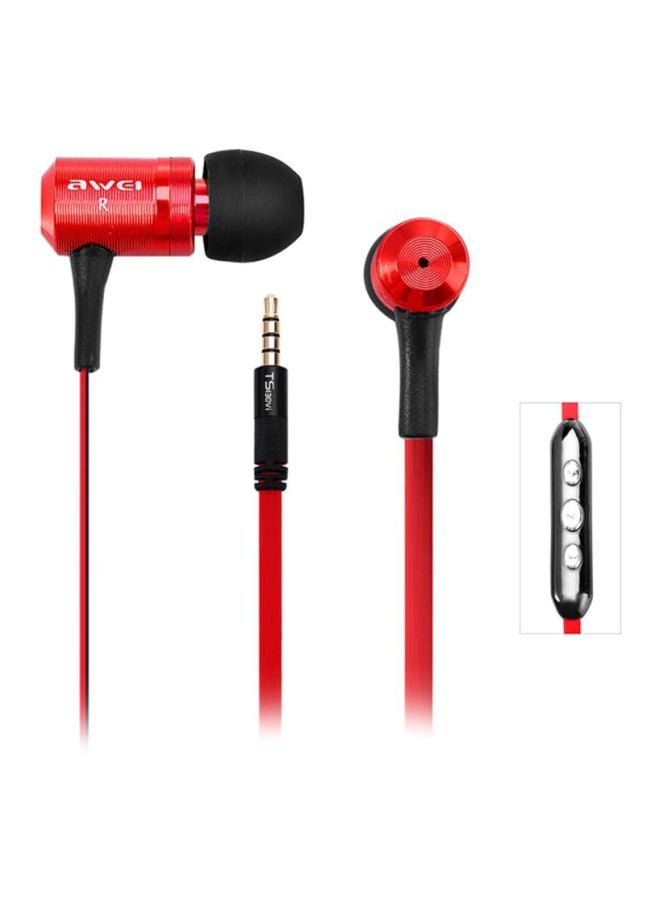 Awei In-Ear Headphones With Mic Red/Black - Image 2