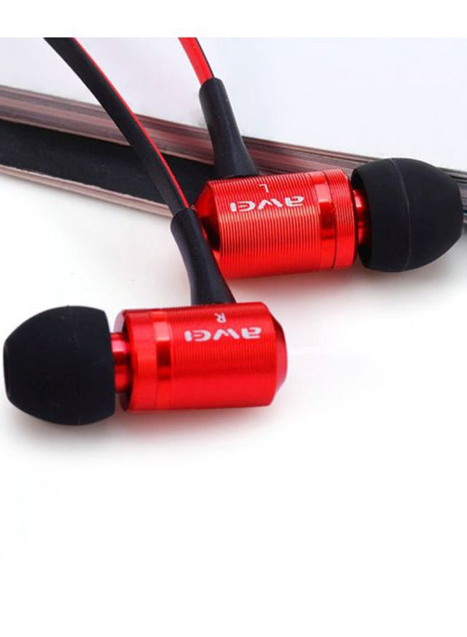 Awei In-Ear Headphones With Mic Red/Black - Image 4