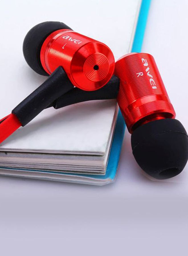 Awei In-Ear Headphones With Mic Red/Black - Image 5
