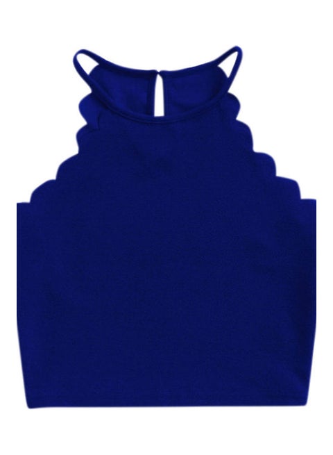 Halter Neck Sleeveless Navel Tops Tight Vest Blue