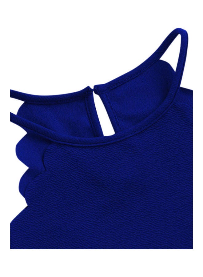 Halter Neck Sleeveless Navel Tops Tight Vest Blue  - Image 4