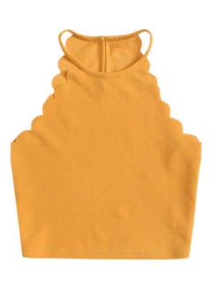 Halter Neck Sleeveless Navel Tops Tight Vest Yellow