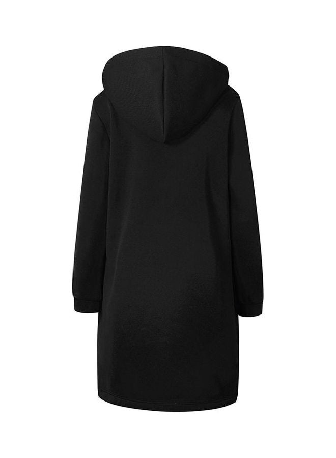 Autumn Winter Coat Casual Zipper Hooded Jacket Hoodies Sweatshirt Black  - Image 2