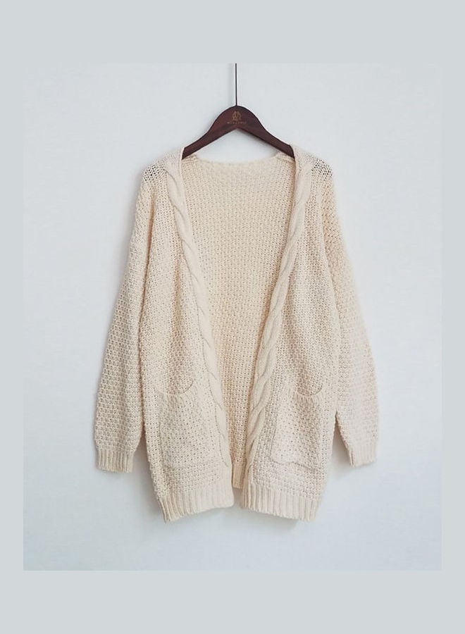 Casual Fashion Coat With Pocket Cardigan Sweater Warm Knitting Tops Gray  - Image 3