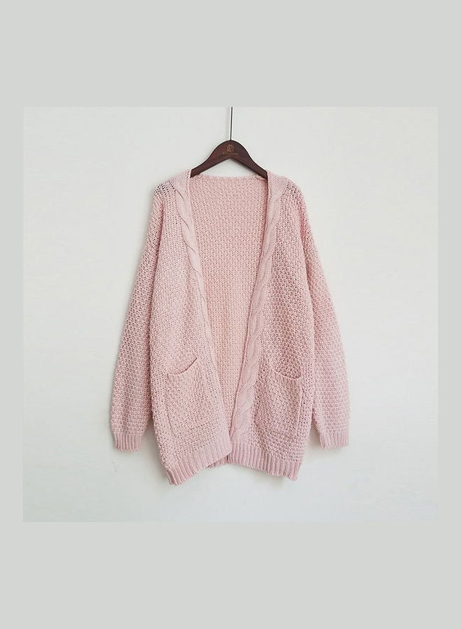 Casual Fashion Coat With Pocket Cardigan Sweater Warm Knitting Tops Gray  - Image 4