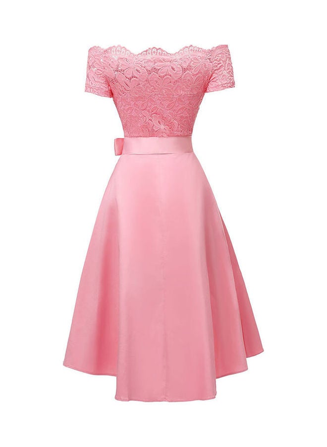 Off Shoulder Full Dress Bowknot Evening Gown White  - Image 2