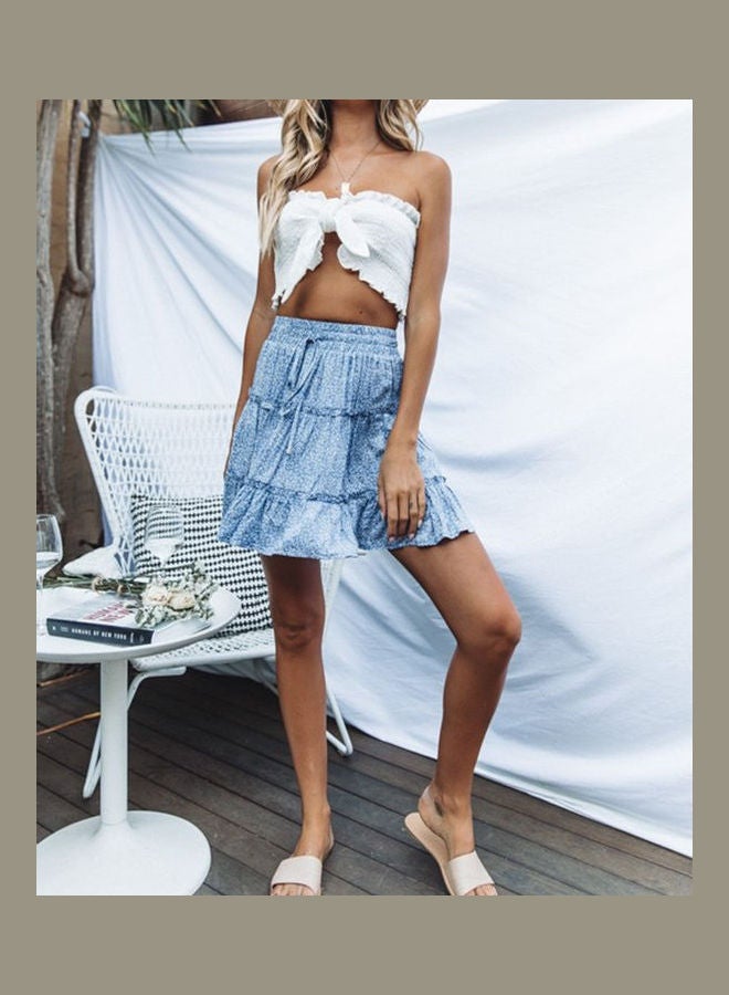 Generic - Printed High Waist Mini Skirt Blue - Image 1