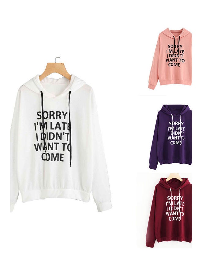 Autumn Long-Sleeved Letters Printed Loose Hoodies White - Image 4