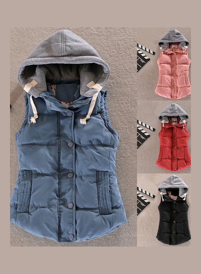 Autumn Winter Hoodie Vest Waistcoat Slim Sports Jacket Short Coat Black - Image 3