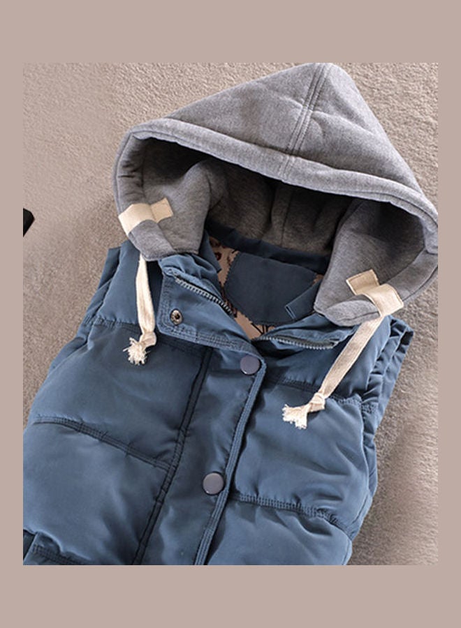 Autumn Winter Hoodie Vest Waistcoat Slim Sports Jacket Short Coat Black - Image 5
