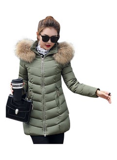 Thicken Down Hoodie Overcoat Army Green