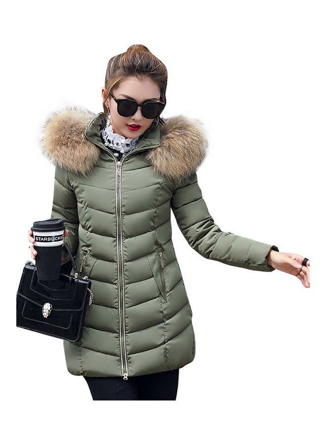Generic - Thicken Down Hoodie Overcoat Army Green - Image 1