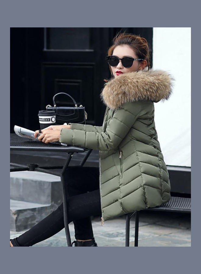 Generic - Thicken Down Hoodie Overcoat Army Green - Image 1