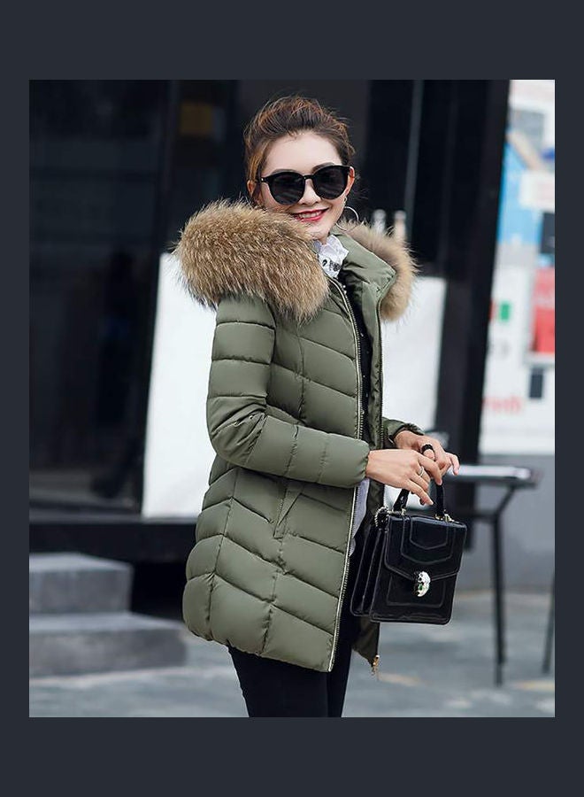 Generic - Thicken Down Hoodie Overcoat Army Green - Image 1