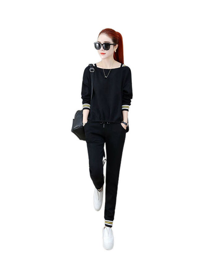 بدلة فاخرة مكونة من بلوزة رياضية كاجوال فضفاضة وبنطال مزود برباط مناسب لفصلي الربيع والخريف أحمر - Image 4