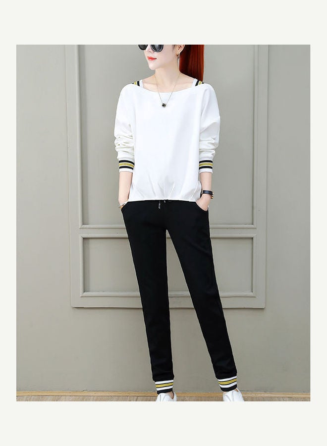 بدلة فاخرة مكونة من بلوزة رياضية كاجوال فضفاضة وبنطال مزود برباط مناسب لفصلي الربيع والخريف أحمر - Image 5