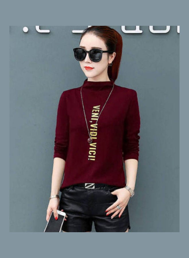Autumn Winter Slim Half Collar Long Sleeve Base Shirt Top Dark green - Image 5