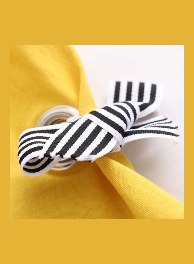 بلوزة كاجوال صيفية بتصميم تيشيرت فضفاض بفتحة رقبة مستديرة وأكمام متوسطة الطول أصفر - Image 5