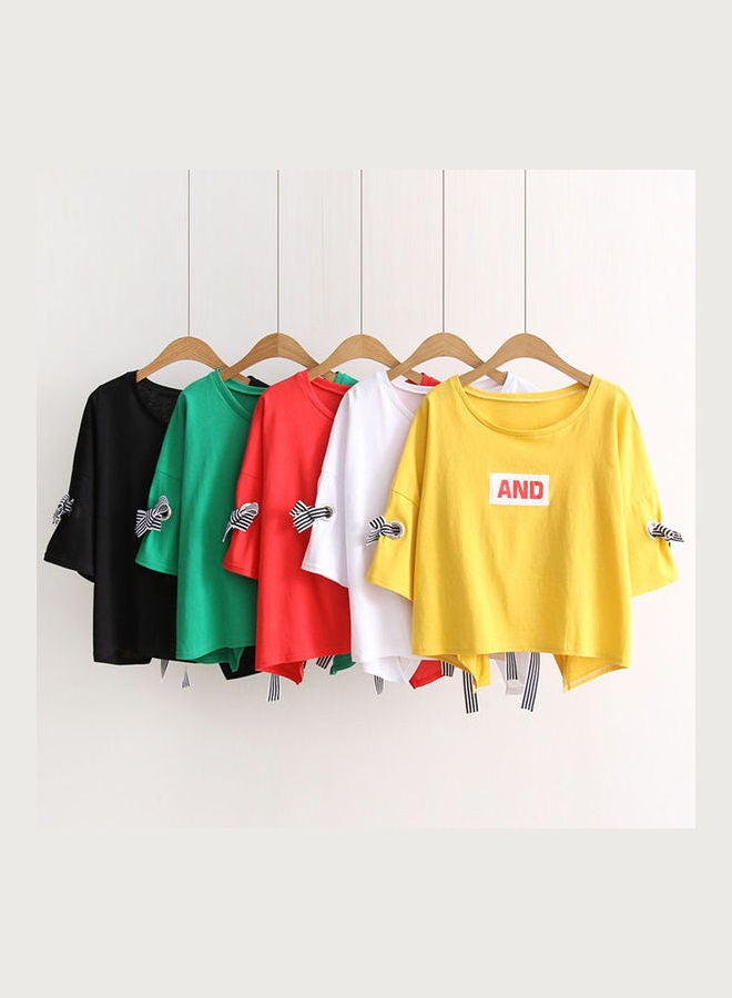 تيشيرت صيفي بفتحة رقبة مستديرة أحمر - Image 1