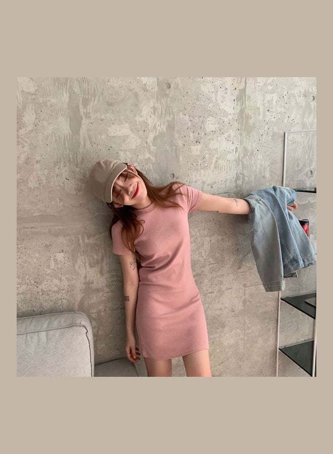 Summer Dress Pullover High Waist Short Sleeve Clothing Pink  - Image 4