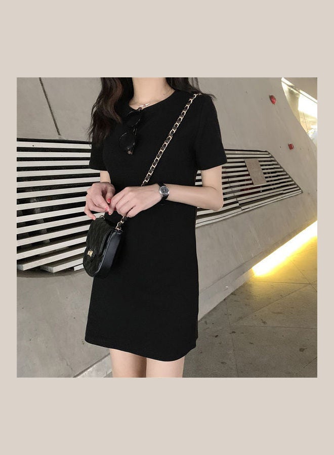 Summer Dress Pullover High Waist Short Sleeve Clothing Black  - Image 1