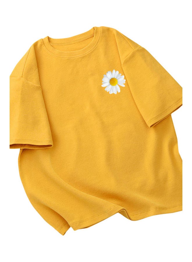 تيشيرت صيفي من القطن أصفر - Image 1