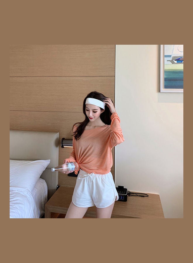 Shorts Summer High Waist Running Hot Pants Wild Elastic Leg Length White  - Image 3