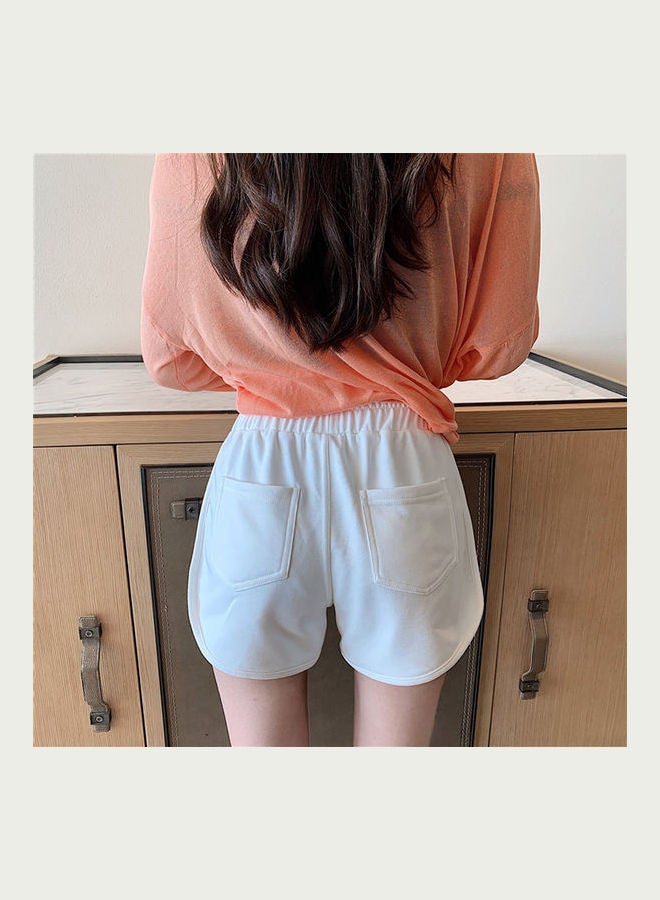 Shorts Summer High Waist Running Hot Pants Wild Elastic Leg Length White  - Image 5