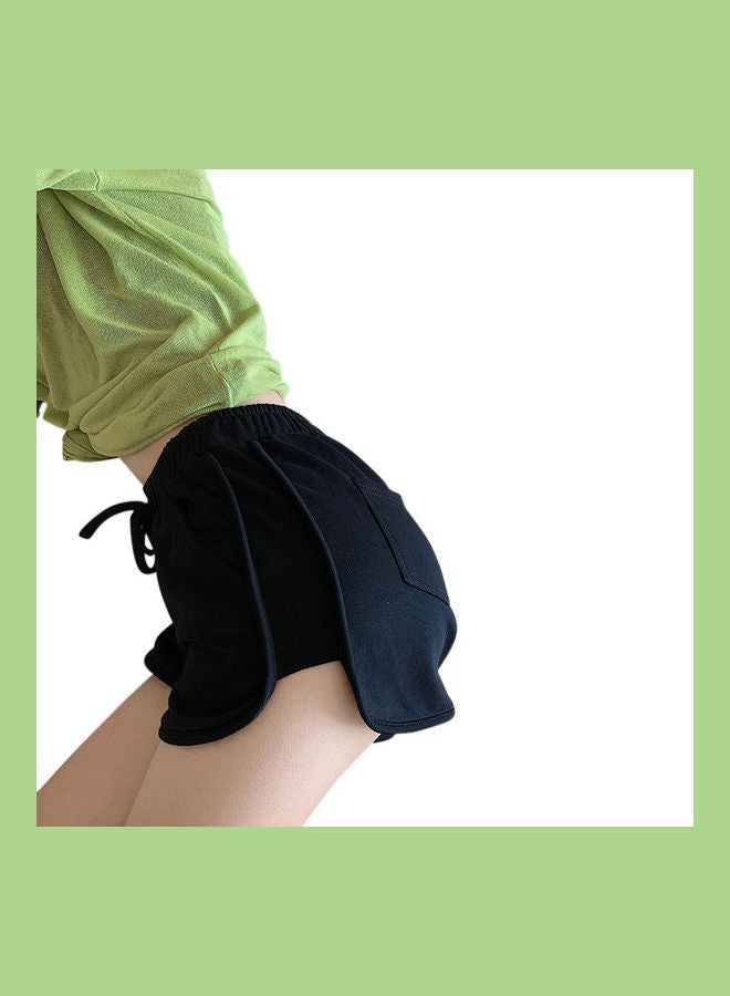 Shorts Summer High Waist Running Hot Pants Wild Elastic Leg Length Black  - Image 1