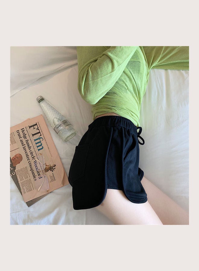 Shorts Summer High Waist Running Hot Pants Wild Elastic Leg Length Black  - Image 3